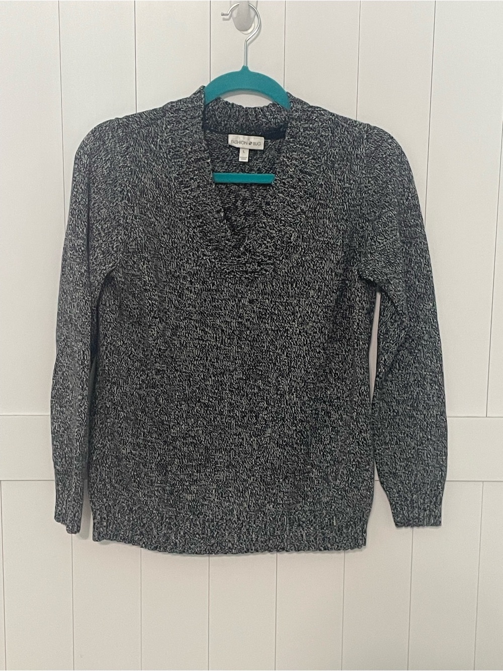 Fashion Bug Black and White Marled Cowl Neck Sweater